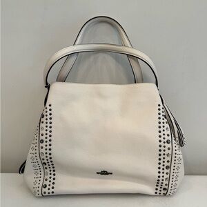 Coach White and Black Studded Shoulder Bag